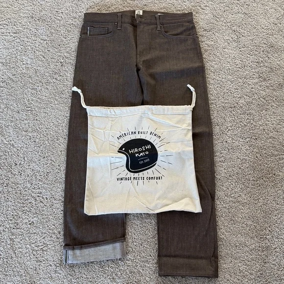 HIROSHI Kato Men’s 33/30 Hammer Straight- Brown Raw 10.5oz Selvedge NWT - Picture 4 of 5